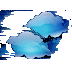 Glossy icon of blue clouds