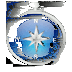 Glossy icon of blue compass