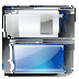 Glossy icon of blue, floppy disk