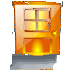 Glossy icon of orange door